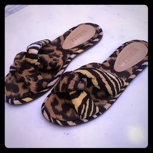 Schutz Size 6 Animal Print Slides